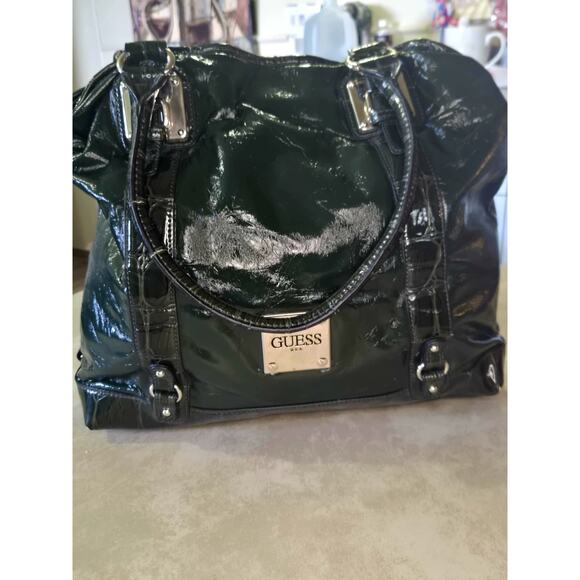 Guess dark green croc print large shoulder bag - Picture 1 of 7